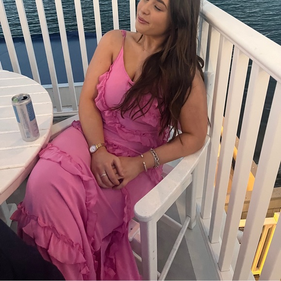 Pink Ruffle Maxi Dress - Picture 4 of 4
